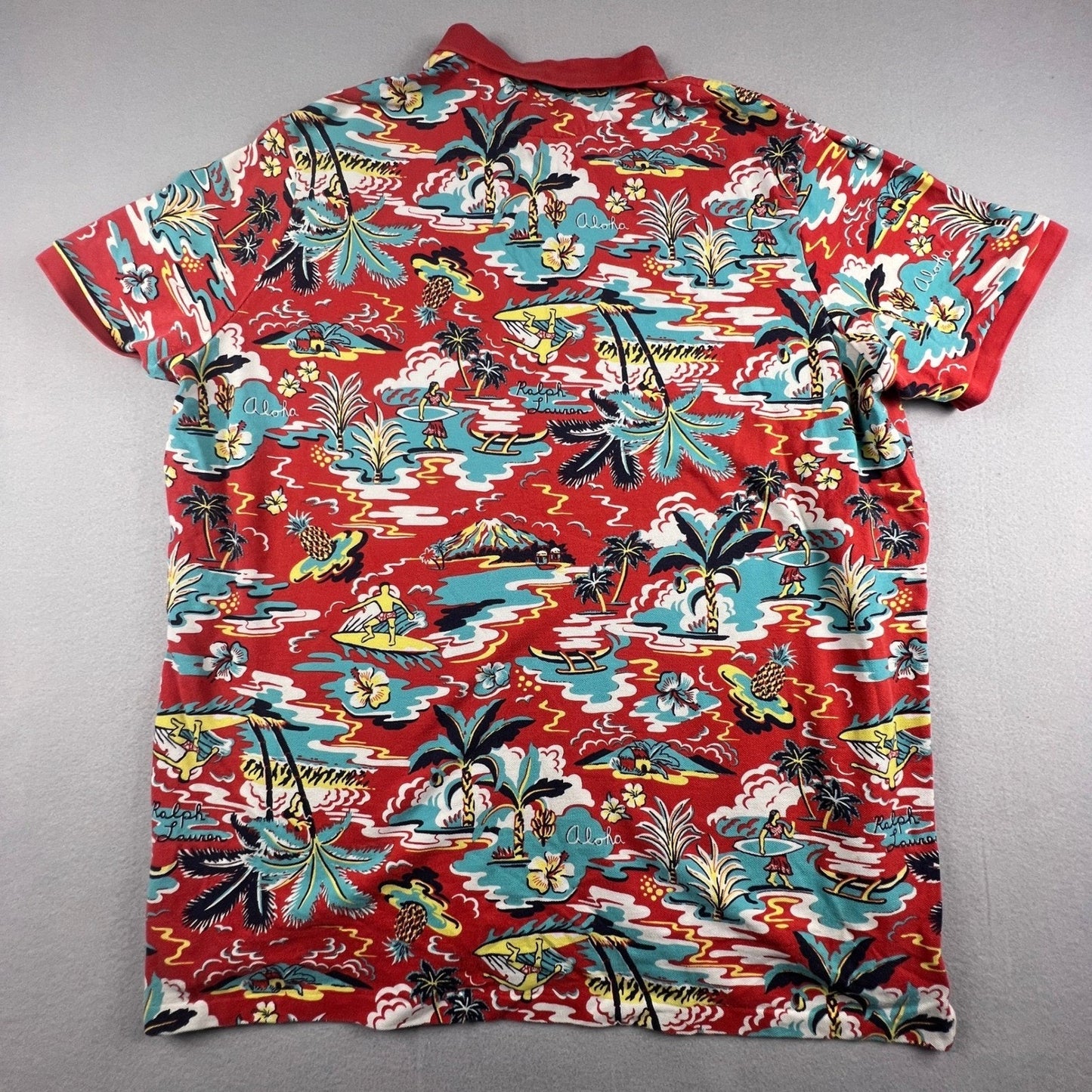 Polo Ralph Lauren Polo Shirt Mens XXL Red Aloha Tropical Hawaiian Classic Fit