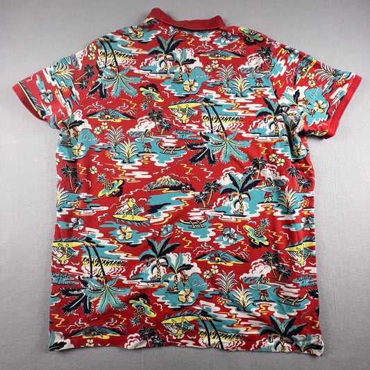 Polo Ralph Lauren Polo Shirt Mens XXL Red Aloha Tropical Hawaiian Classic Fit