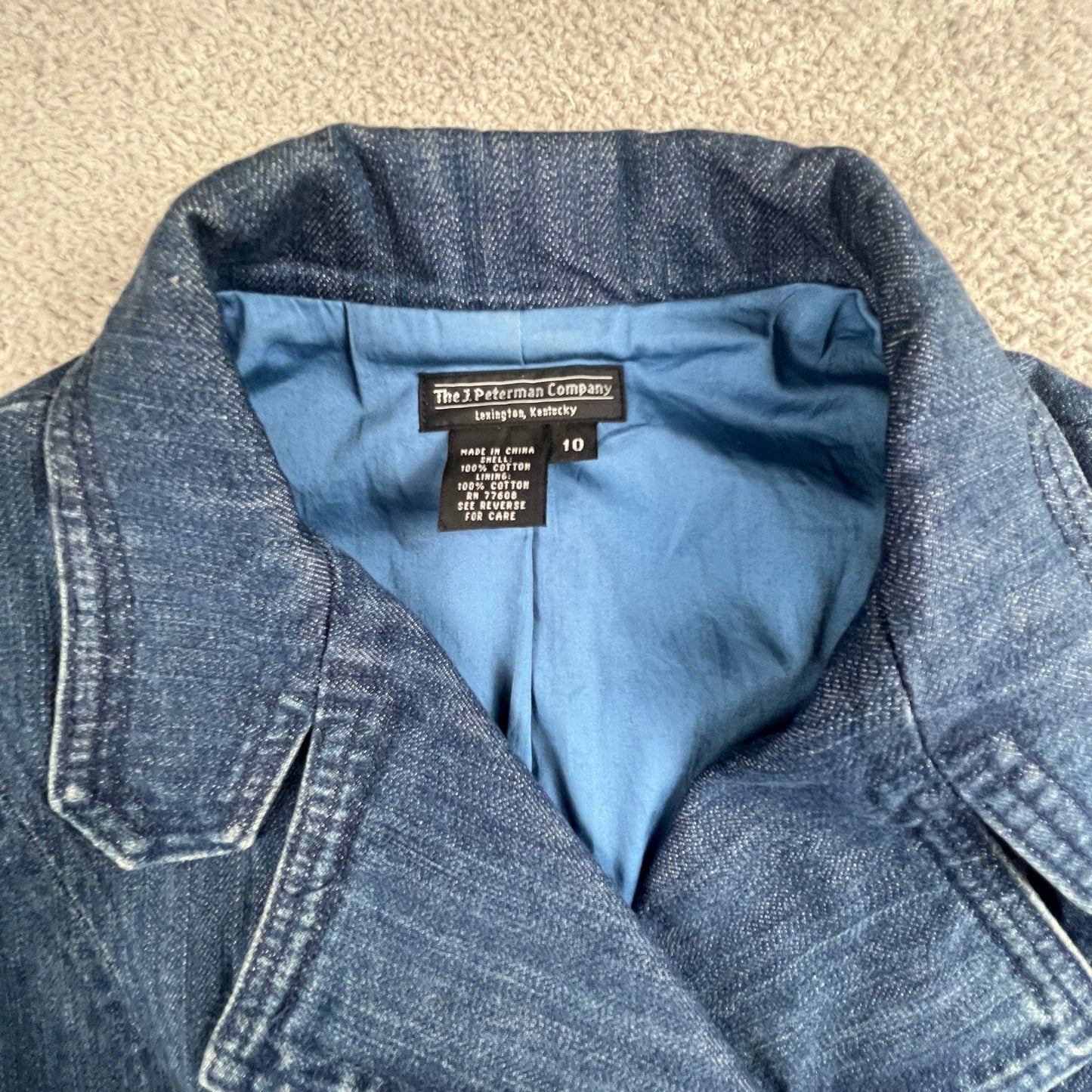 Vintage Denim Military Jacket NapoleonJacket Size 10 Double Breasted Y2K