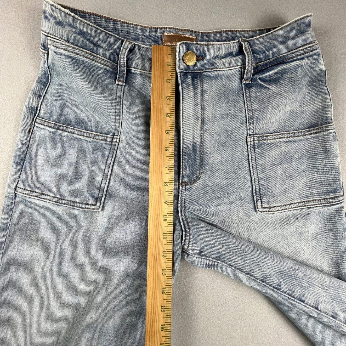 Kut from the Kloth Sienna Wide Leg Jeans Women 10 High Rise Patch Pocket