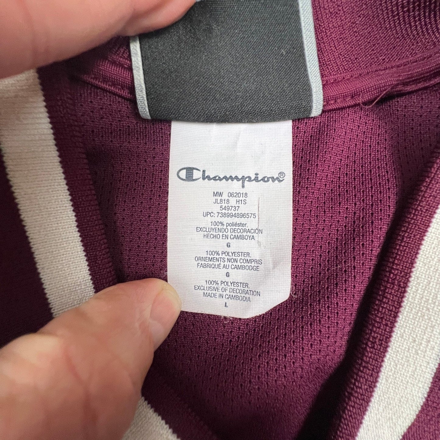 Champion Track Jacket Womens Large Maroon Logo Tape Full Zip Athletic Sporty