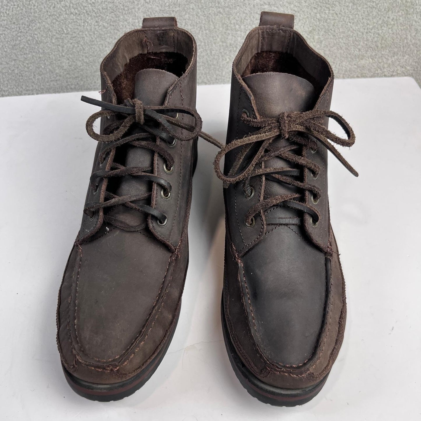 St. John's Bay Men's Ankle Boots Size 11 Brown Leather Lace Up Vintage