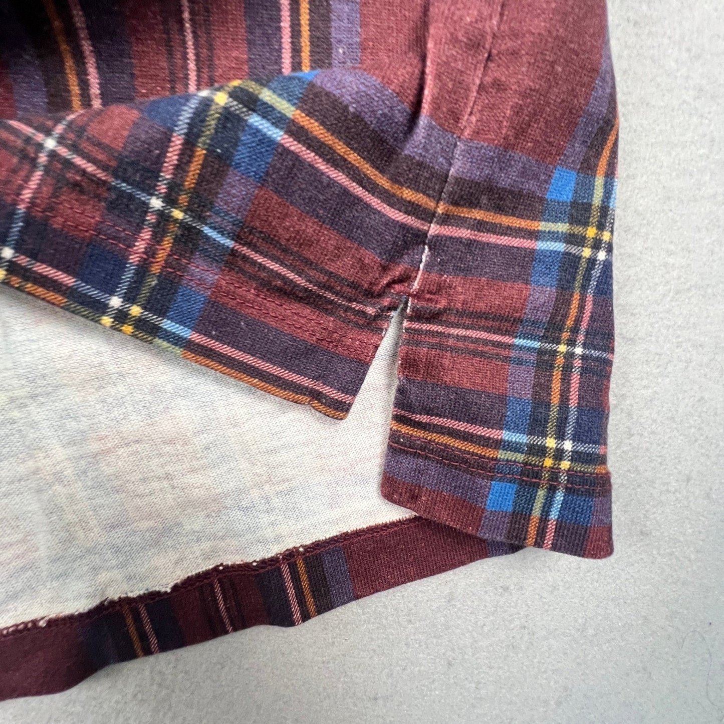 Lands' End Rugby Shirt Mens XL Burgundy Plaid Long Sleeve Cotton Preppy Classic