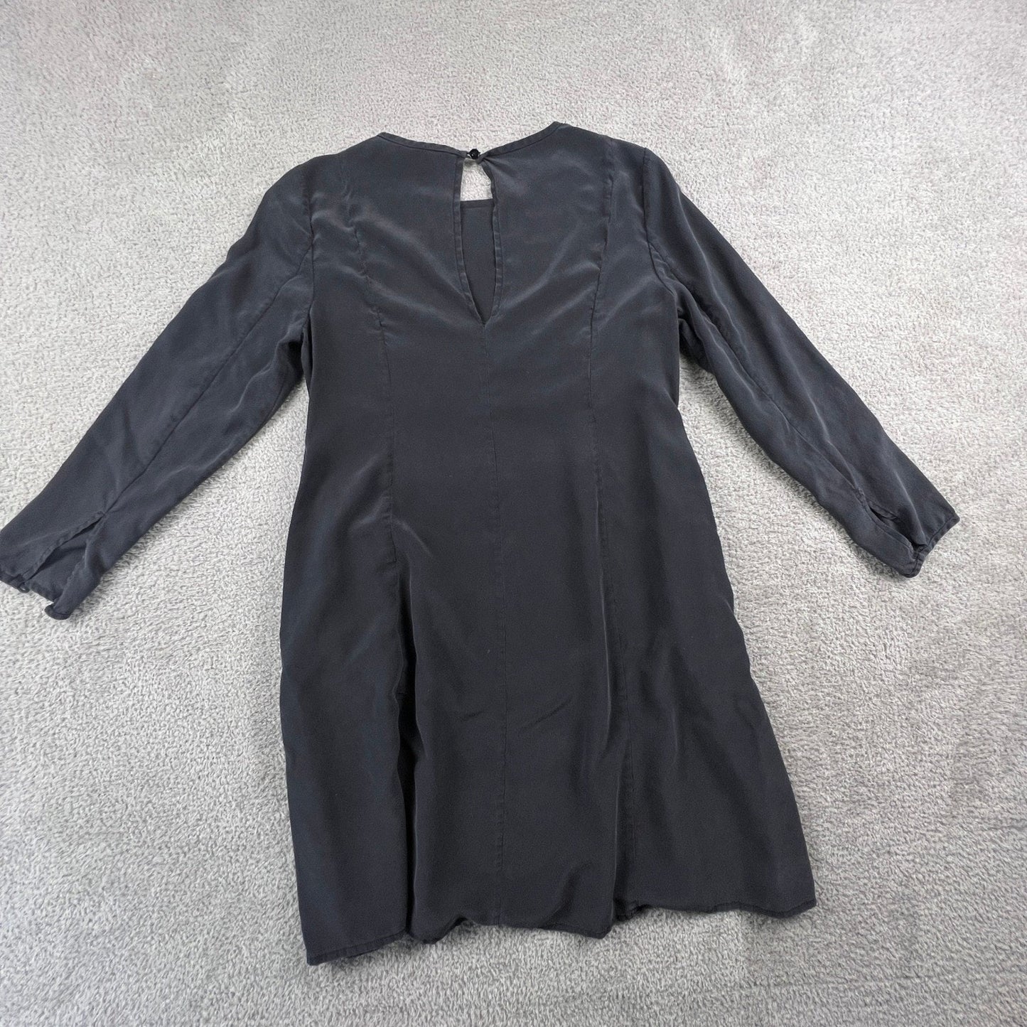 Everlane 100% Silk Dress Womens XS Black Sandwashed Keyhole Back Minimalist