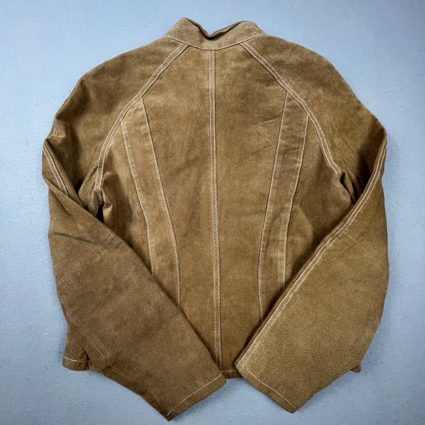 Wilsons Leather Maxima Jacket Womens L Brown Suede Contrast Stitch Moto Western