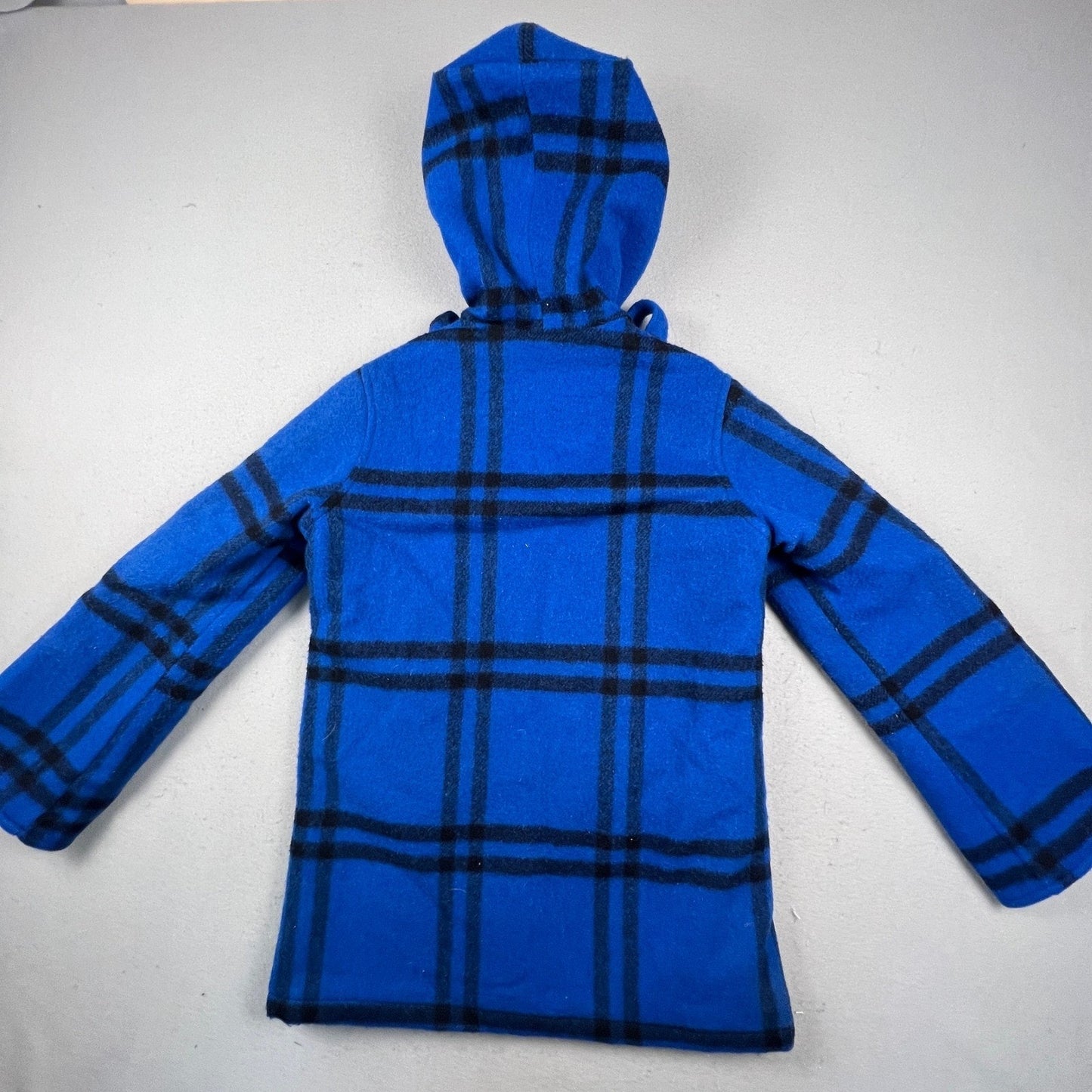 Woolrich Plaid Hooded Coat Womens Medium Blue Wool Blend Vintage Button Front