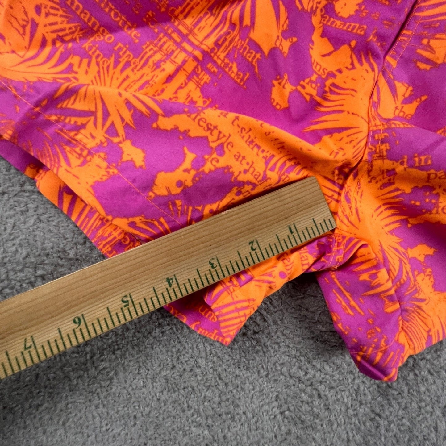 Panama Jack Swim Trunks Mens Medium Orange Purple Tropical Palm Script Beachwear