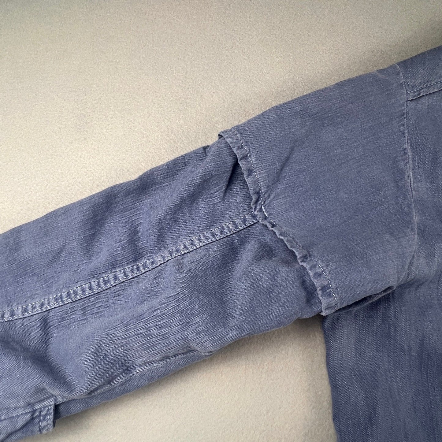 Zara Chore Jacket Womens Medium Blue Cotton Linen Utility Workwear Shacket M
