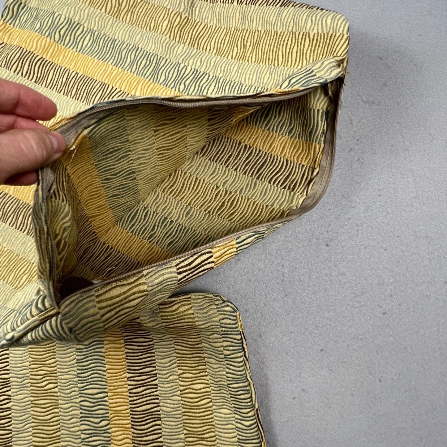 VTG Handmade Throw Pillow Covers Set of 2 18x18 Gold Tan Striped Grandmacore