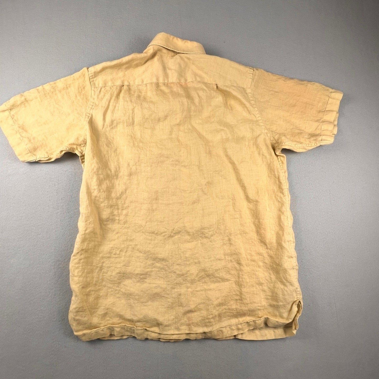 iTailor Button Down Shirt Mens XL Tan Orange Contrast Cotton Linen Beach Summer