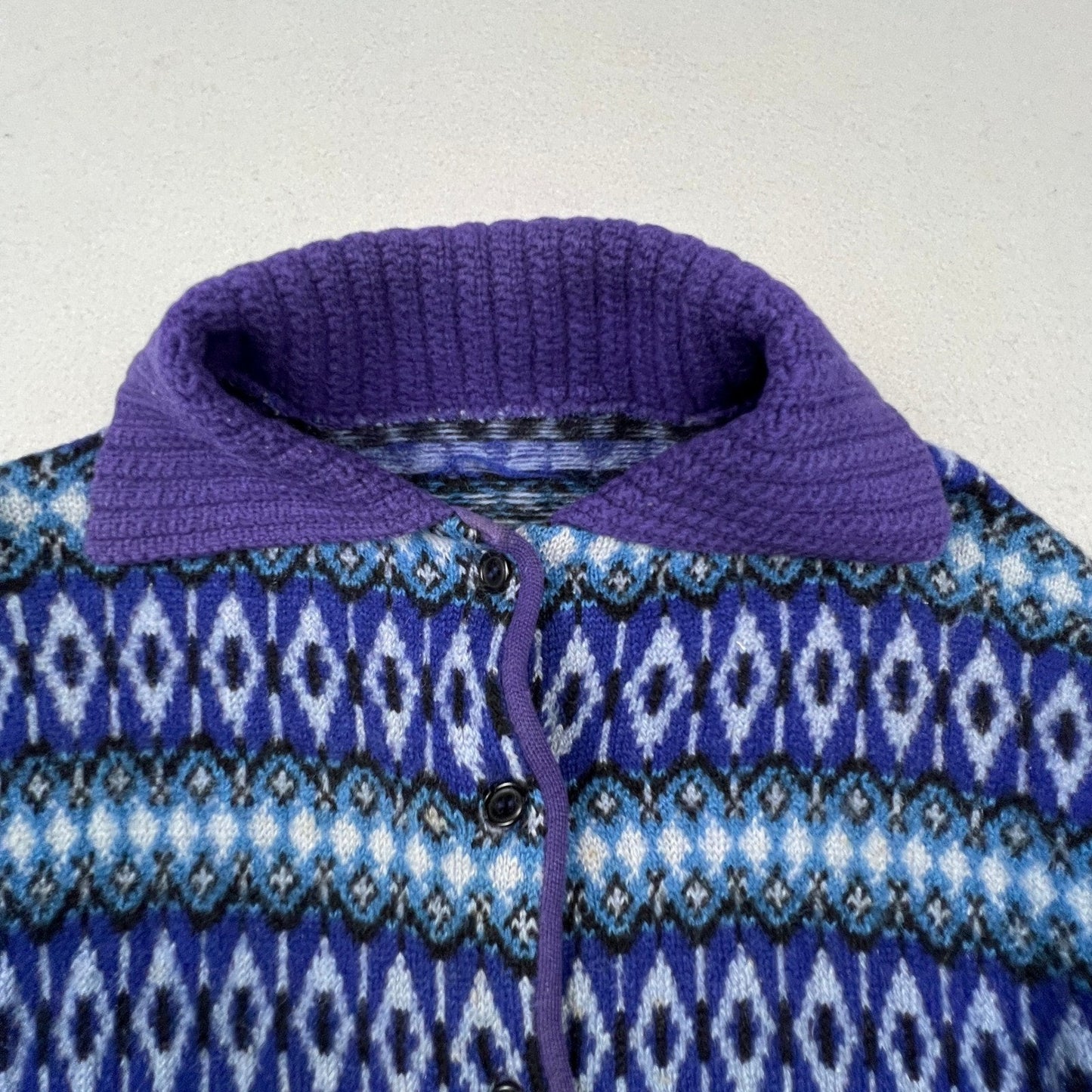 Vintage Iceland Jersey Modeller Cardigan Women 44 Fair Isle Knit Sweden Scando