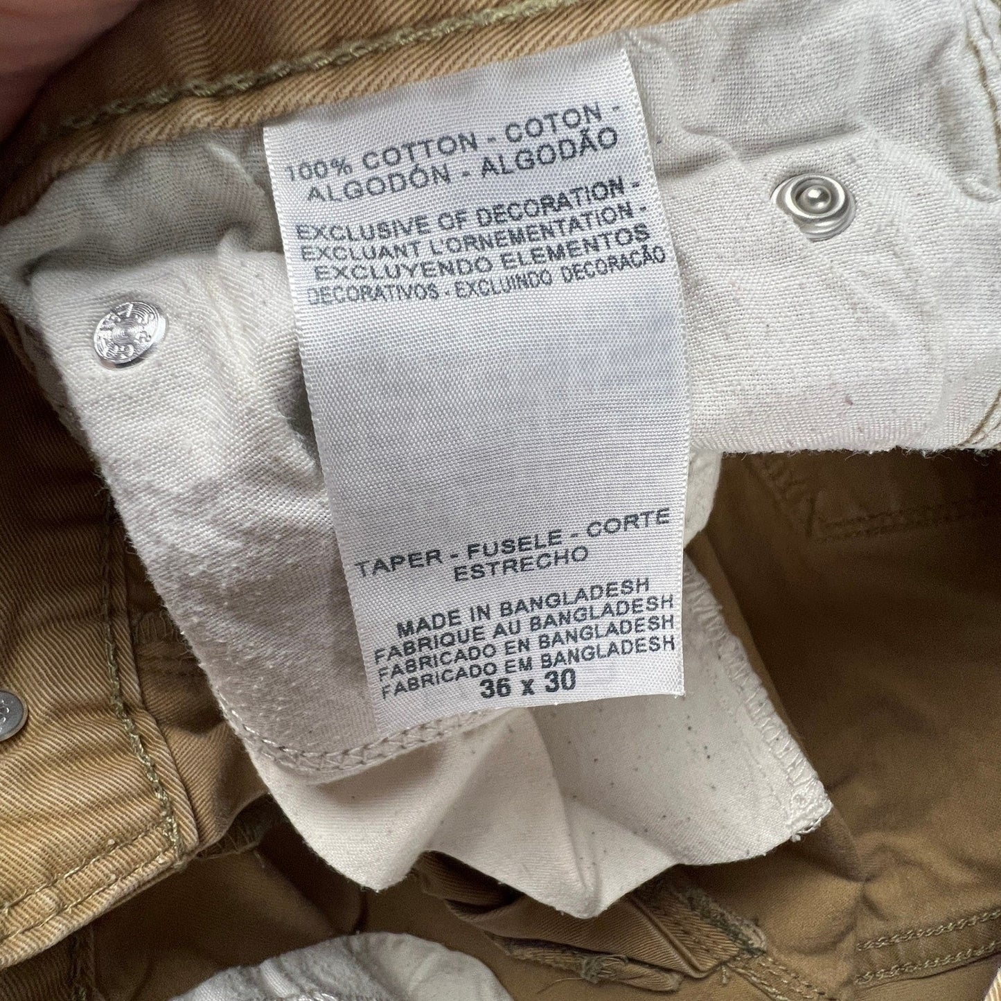 Denizen Levi's 288 Taper Fit Pants Mens 34x29 Tan Khaki Chino Casual Workwear