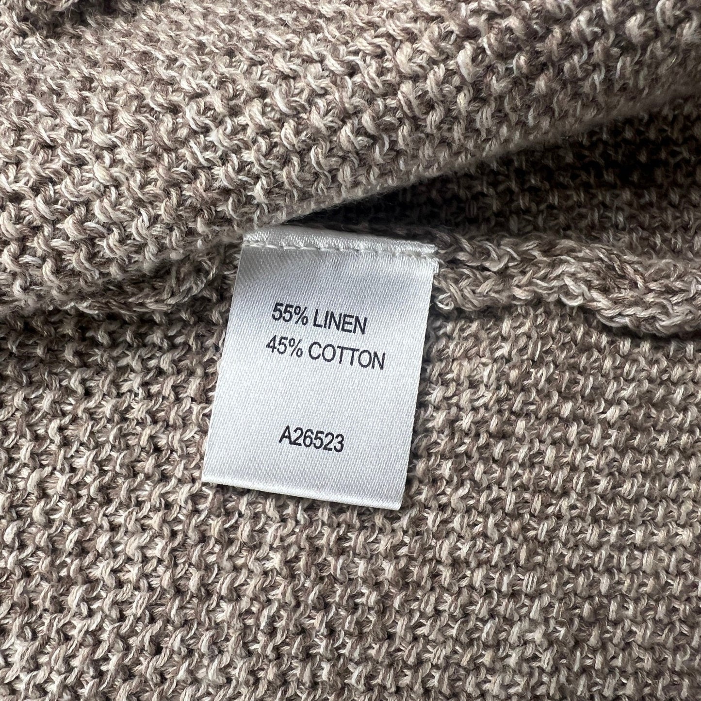 Linen Cotton Cardigan Women Size Medium Beige Open Front Pocket Appleseed's