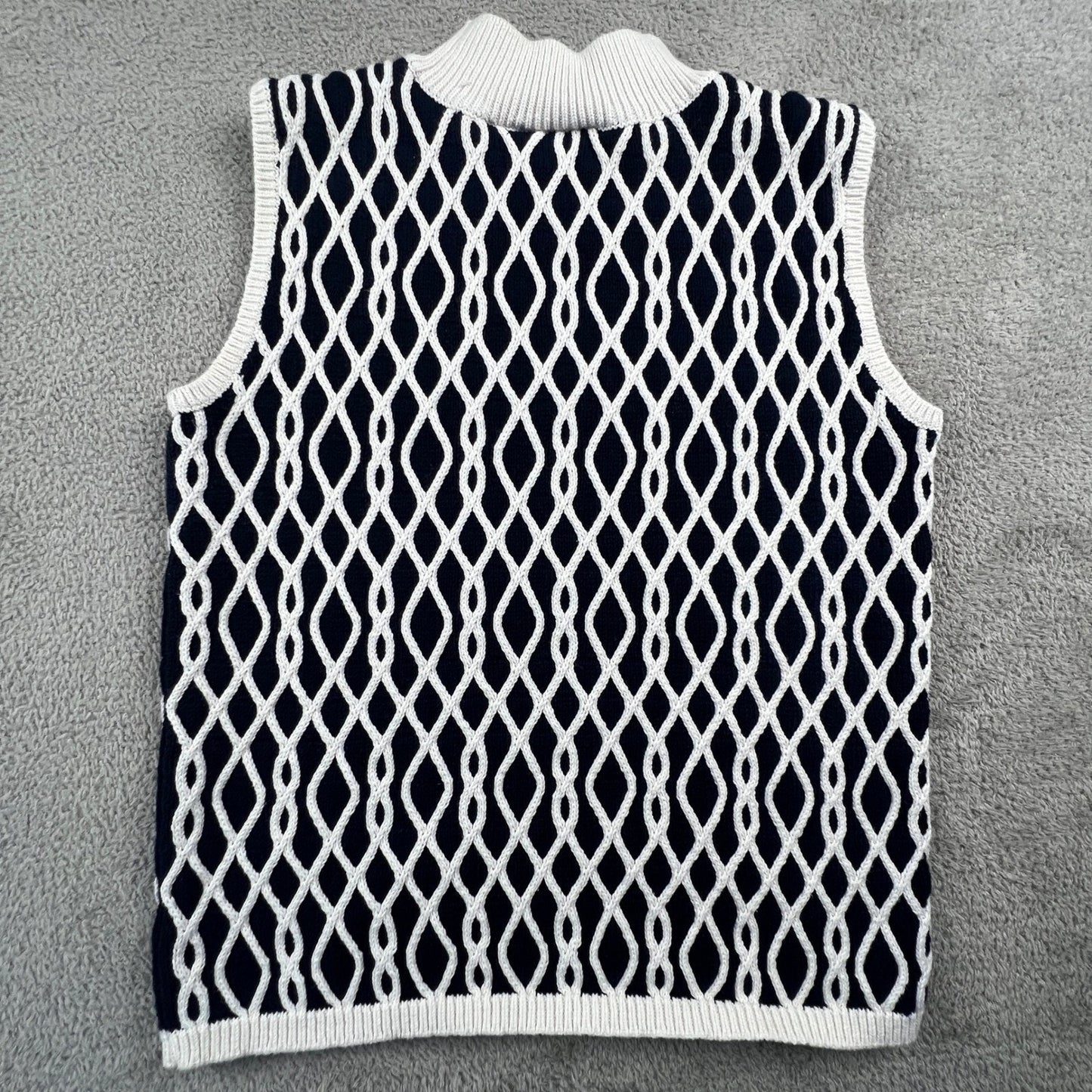 Liz Claiborne Sweater Vest Womens PM Knit Mock Neck Preppy Old Money Coastal