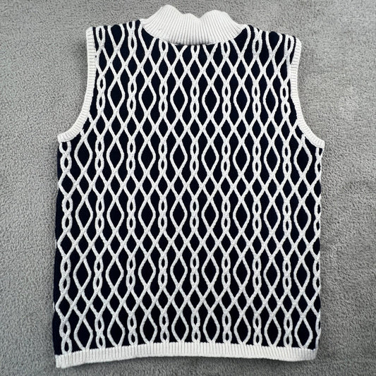 Liz Claiborne Sweater Vest Womens PM Knit Mock Neck Preppy Old Money Coastal