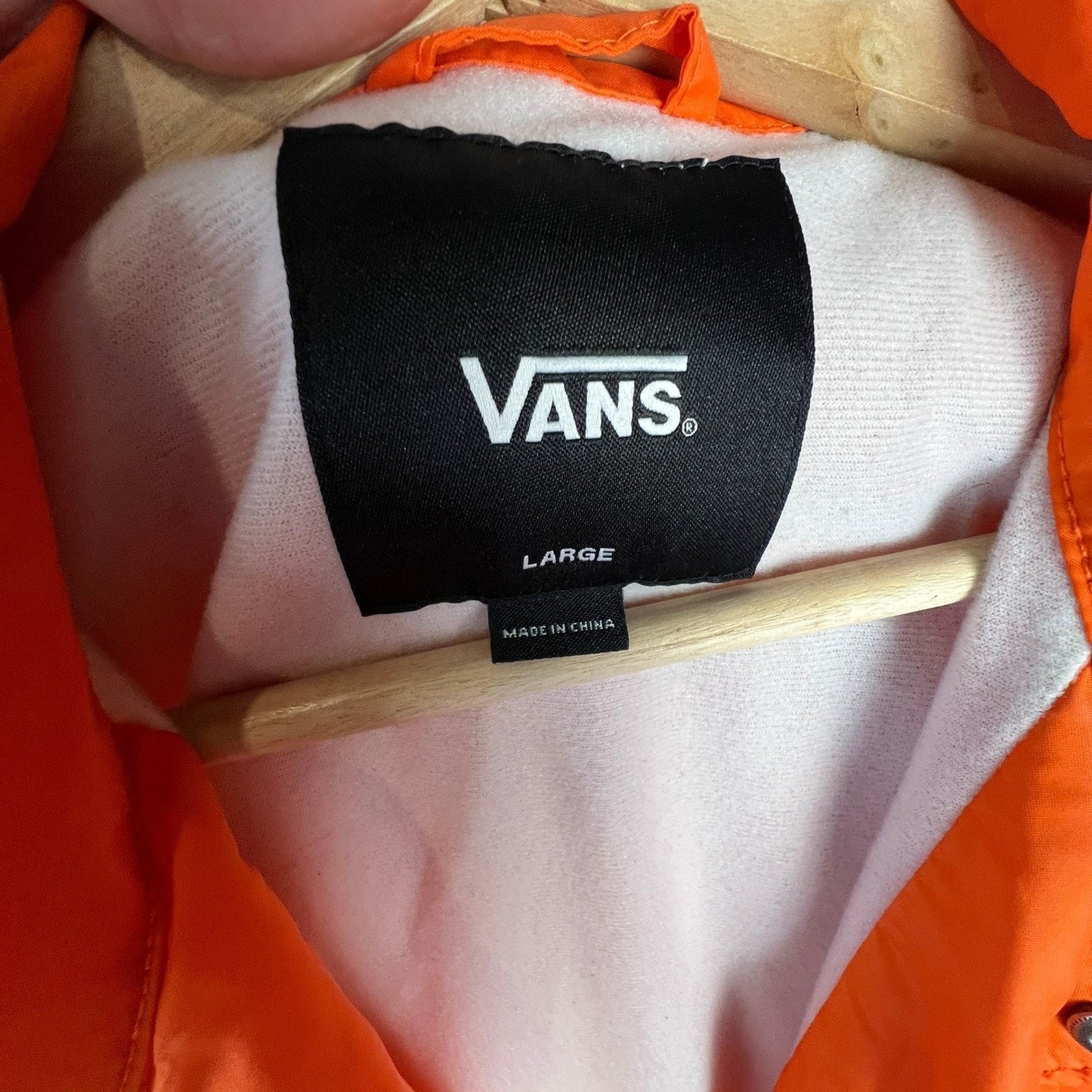 Vans Torrey Coaches Jacket Mens Large Orange Snap Button Windbreaker VN0002MUYDW