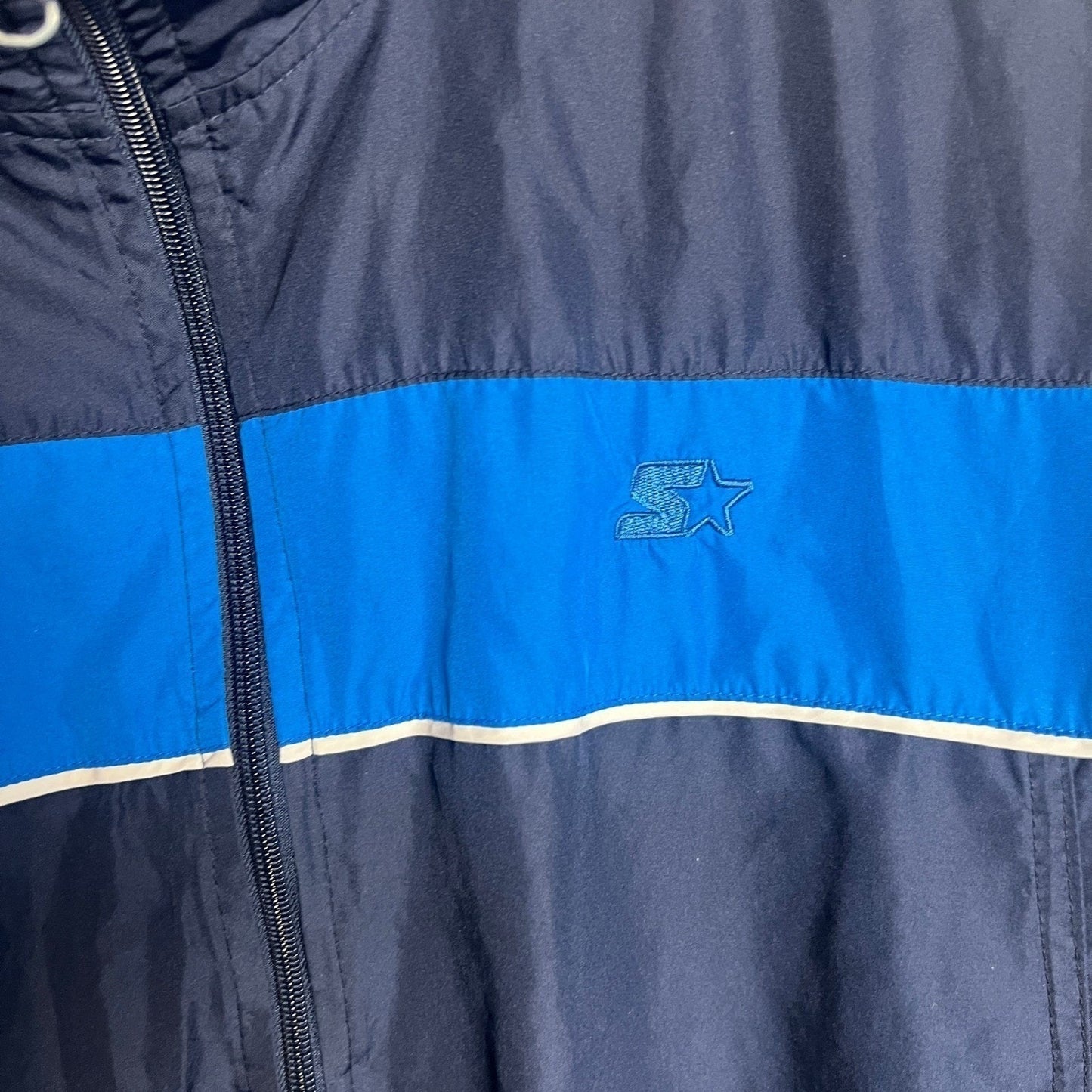Y2K Starter Track Jacket Mens Large Navy Blue ZipUp Athletic Outerwear Retro 90s