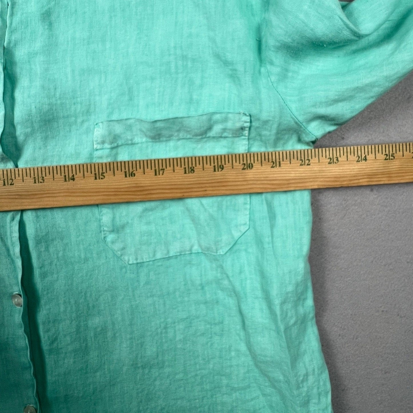 Fresh Produce Linen Button Down Shirt Womens L Seafoam Coastal Casual Summer