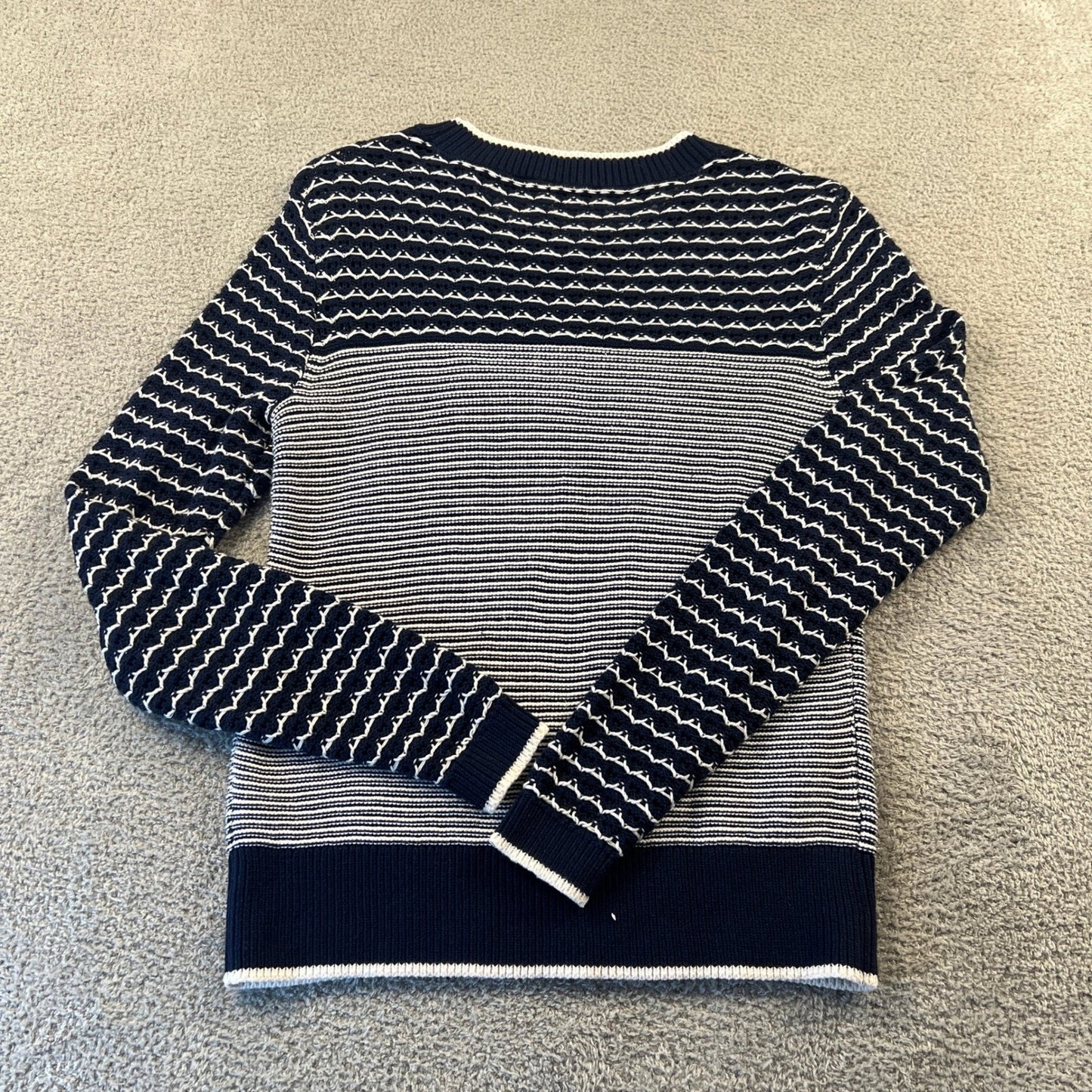 Knit Cotton Crewneck Sweater XS Sailor Chic Striped Nautical Costal Preppy