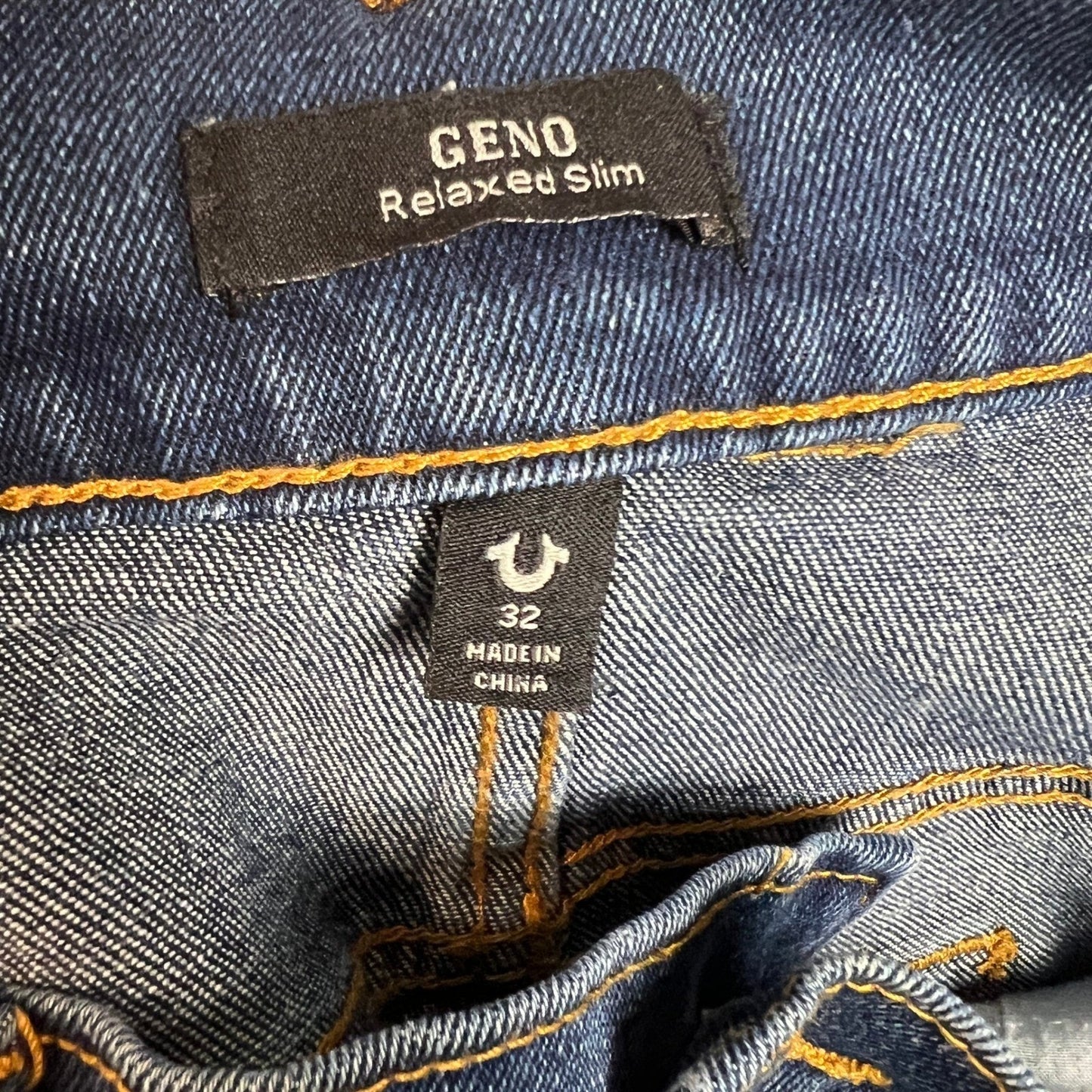 True Religion Geno Jeans Mens 32W Relaxed Slim Blue Wash Denim Y2K Punk