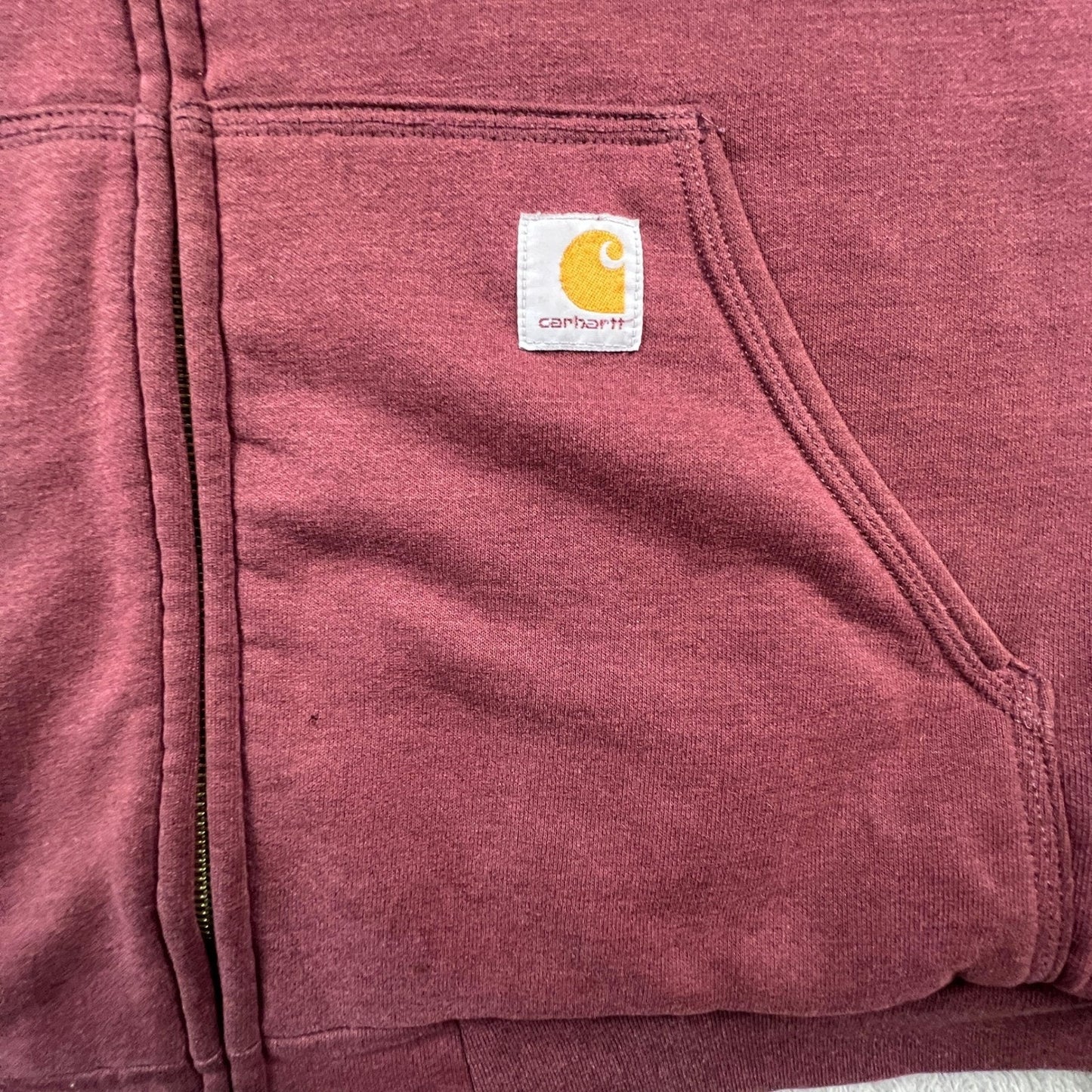 Carhartt Sherpa Lined Hoodie Mens 2XL Tall Burgundy Full Zip Workwear Sweatshirt