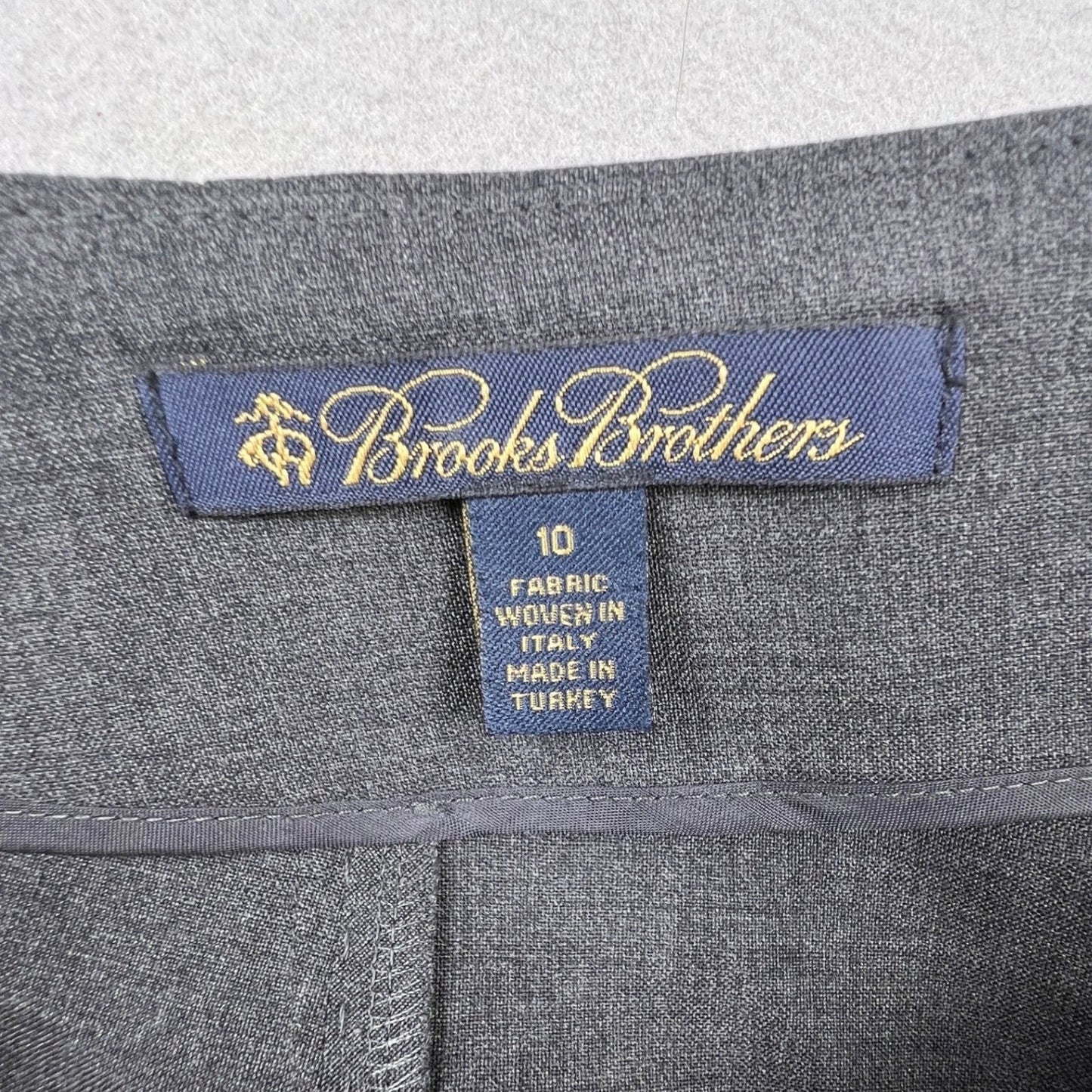 Brooks Brothers Dress Pants Womens 10 Grey Tollegno 1900 Wool Side Zip Split Hem