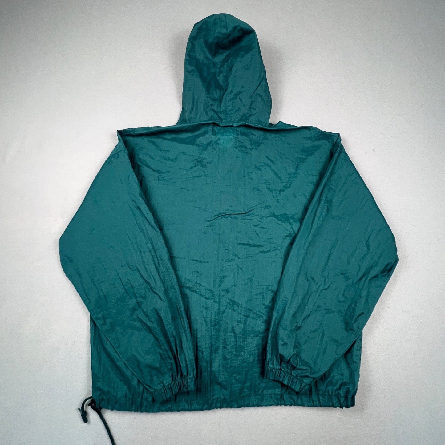 Honors Windbreaker Anorak Mens Large Green Vintage 1/4 Zip Hooded Pouch Pocket