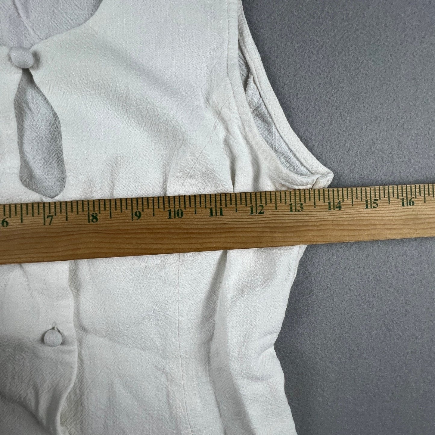 Button Front Vest Top Womens 6 White Keyhole Tie Back Textured Summer Boho
