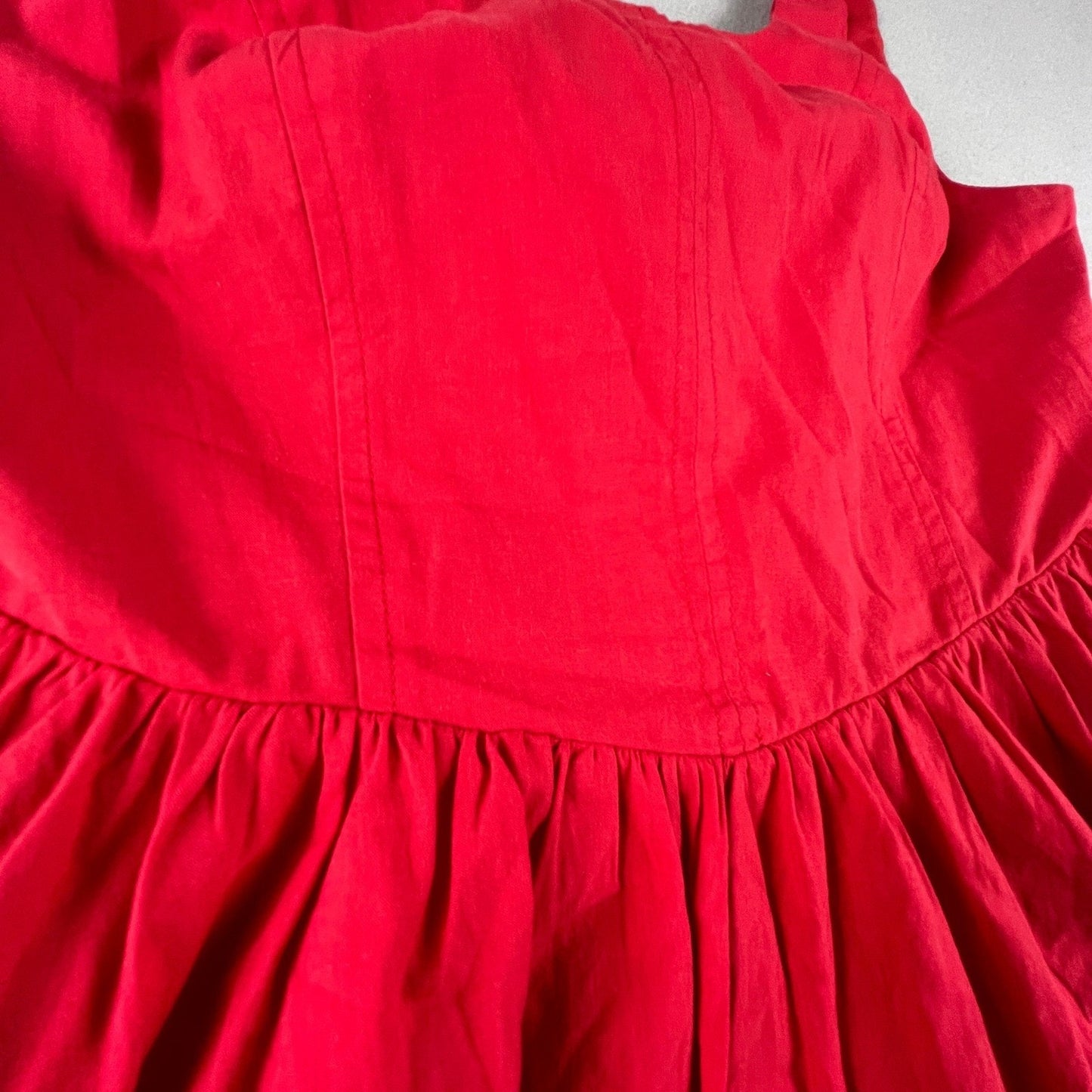 Party Flare Dress Medium Red Open Back Bow Summer Bridal Bridesmaid Cocktail