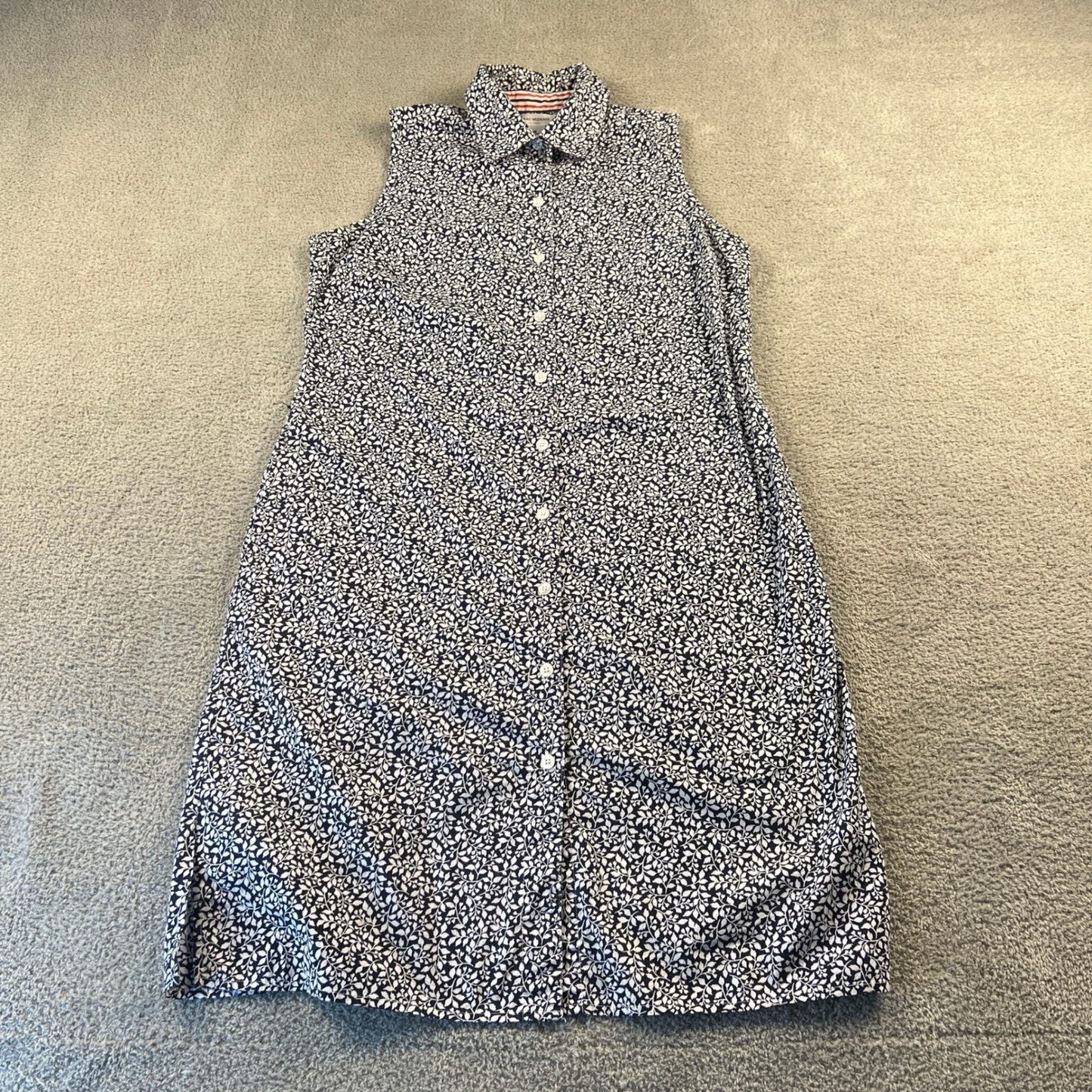 Isaac Mizrahi Shirt Dress Womens Medium Blue Floral Sleeveless Cotton Preppy