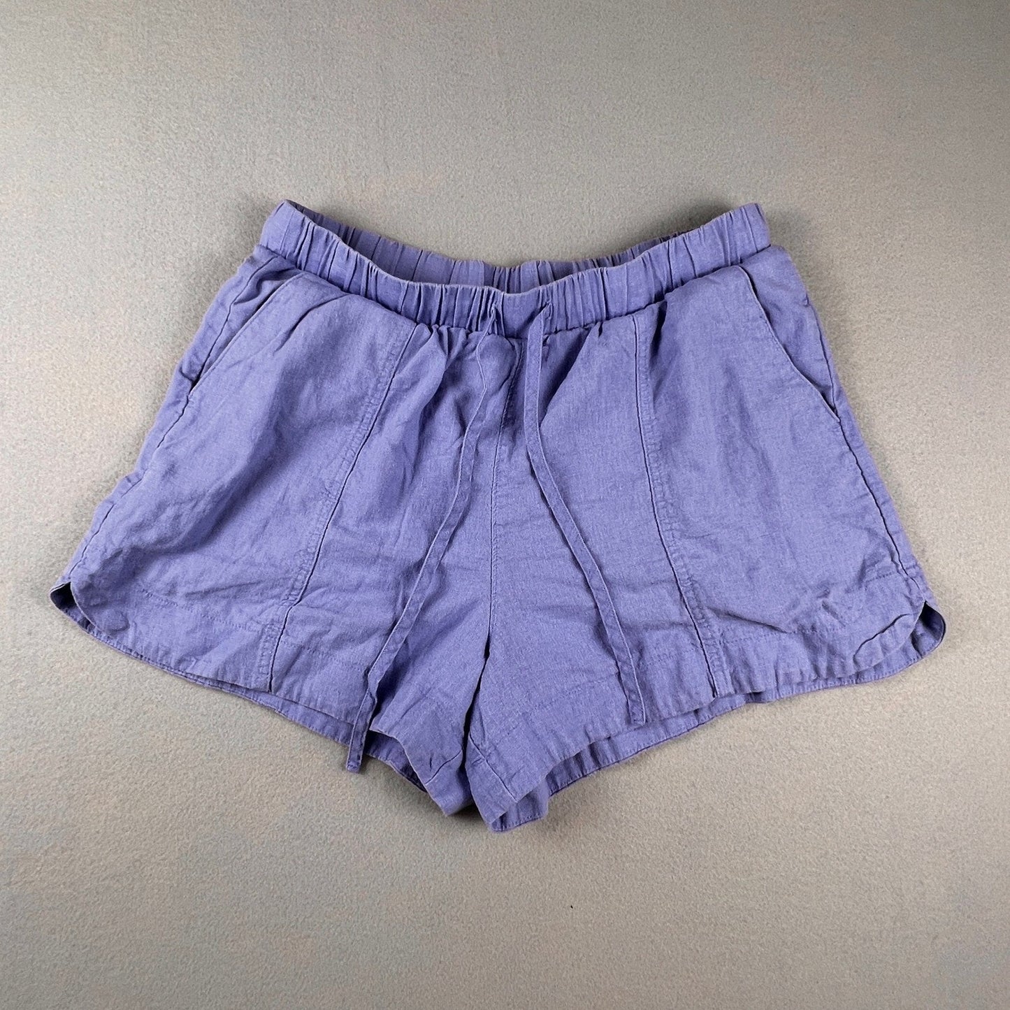 Linen Blend Shorts Medium Purple Drawstring Casual Summer Universal Thread