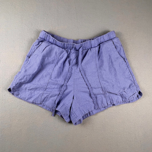 Linen Blend Shorts Medium Purple Drawstring Casual Summer Universal Thread