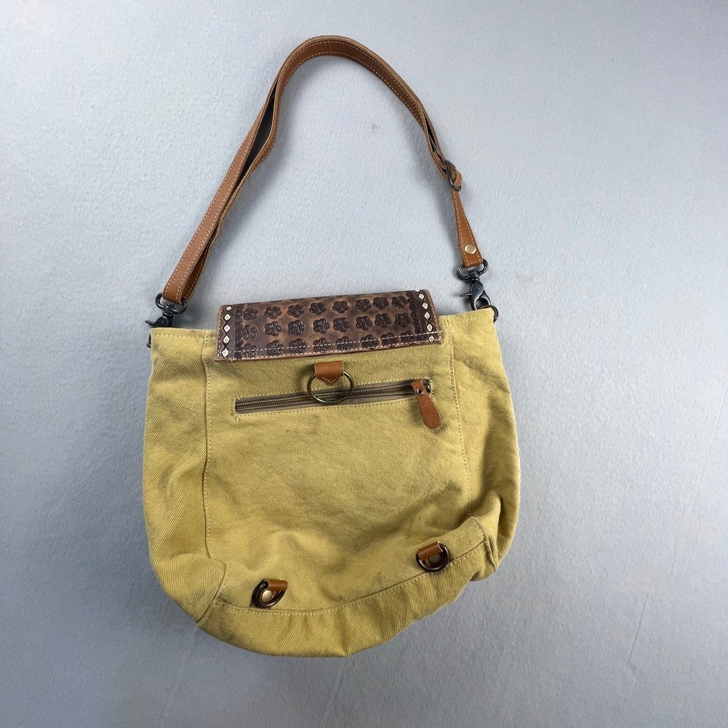 Myra Bag Western Crossbody Tooled Leather Canvas Aztec Boho Shoulder Bag