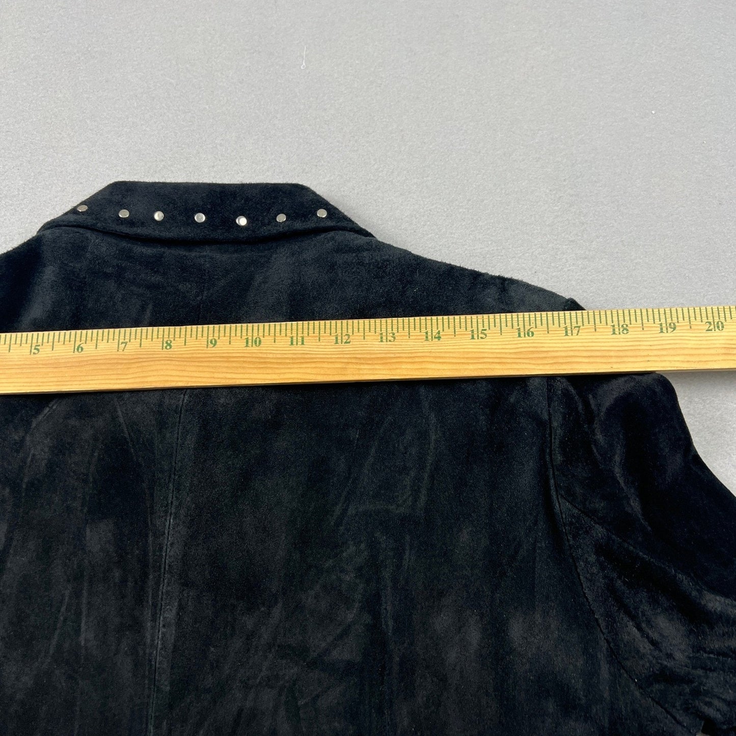 Y2K Express Suede Trench Coat Womens 11/12 Black Studded Belted Leather Jacket