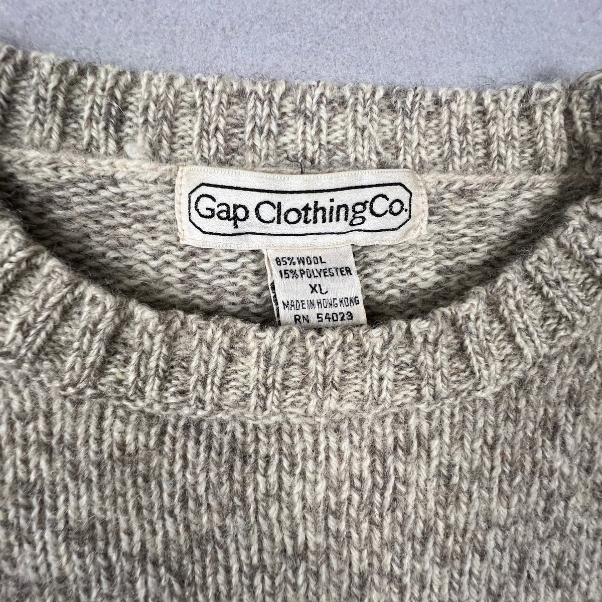 Gap Argyle Sweater Mens XL Beige Wool Blend Vintage Crewneck Preppy Knit