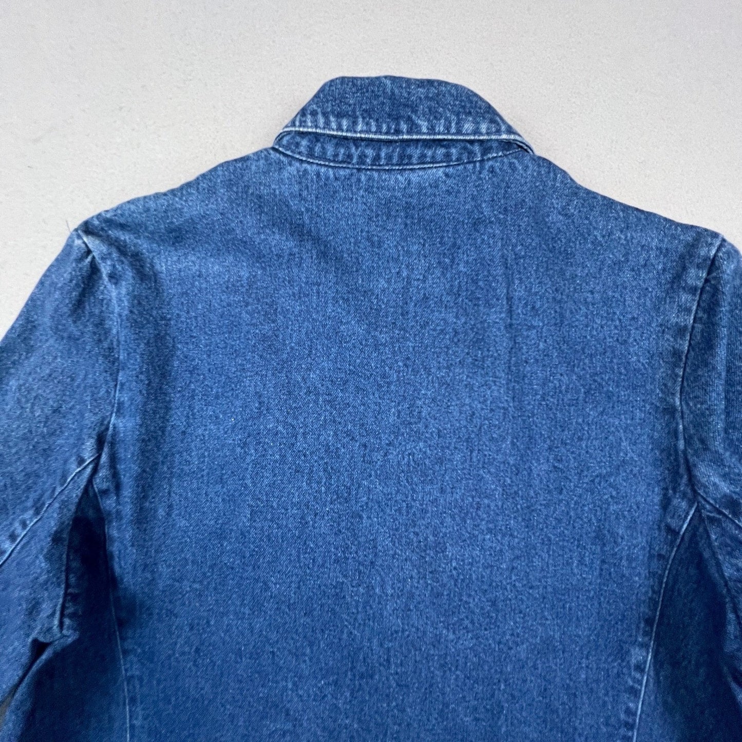 Spiegel For You Denim Blazer Women 1X Crest Patch Preppy VTG Jacket Academia