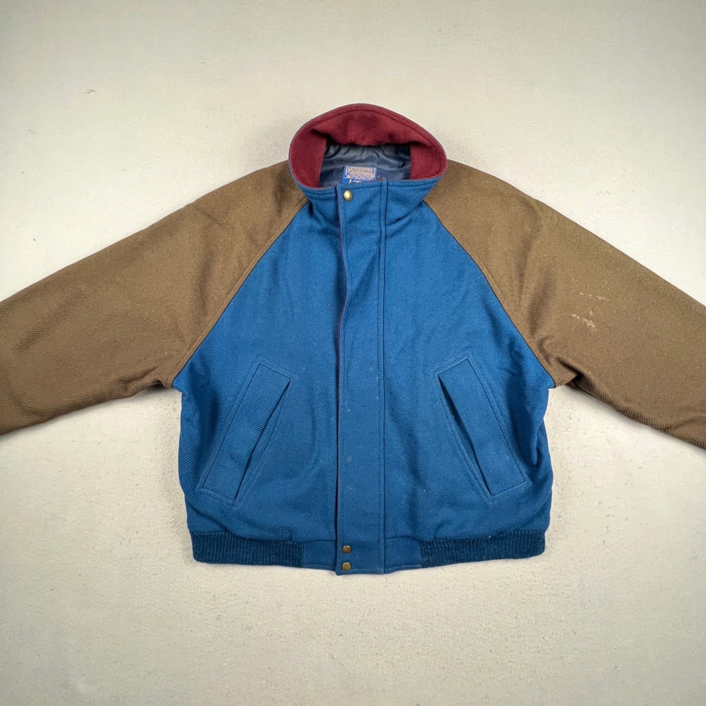 Vintage Pendleton Lobo Wool Bomber Jacket Mens XL Blue Brown Vintage Thinsulate