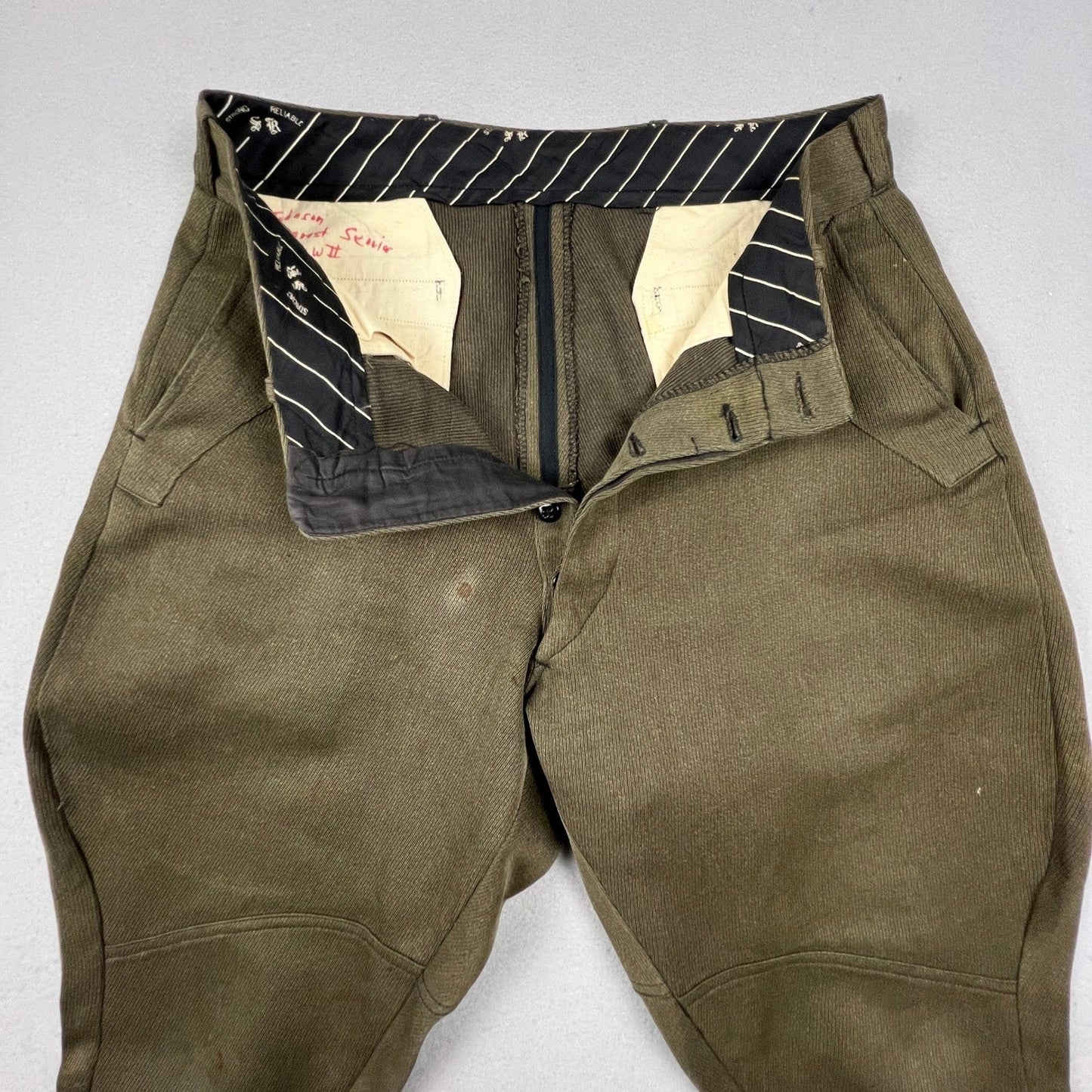 VTG 1940s Wool Riding Breeches Jodhpurs Button Cuff Equestrian Military Style