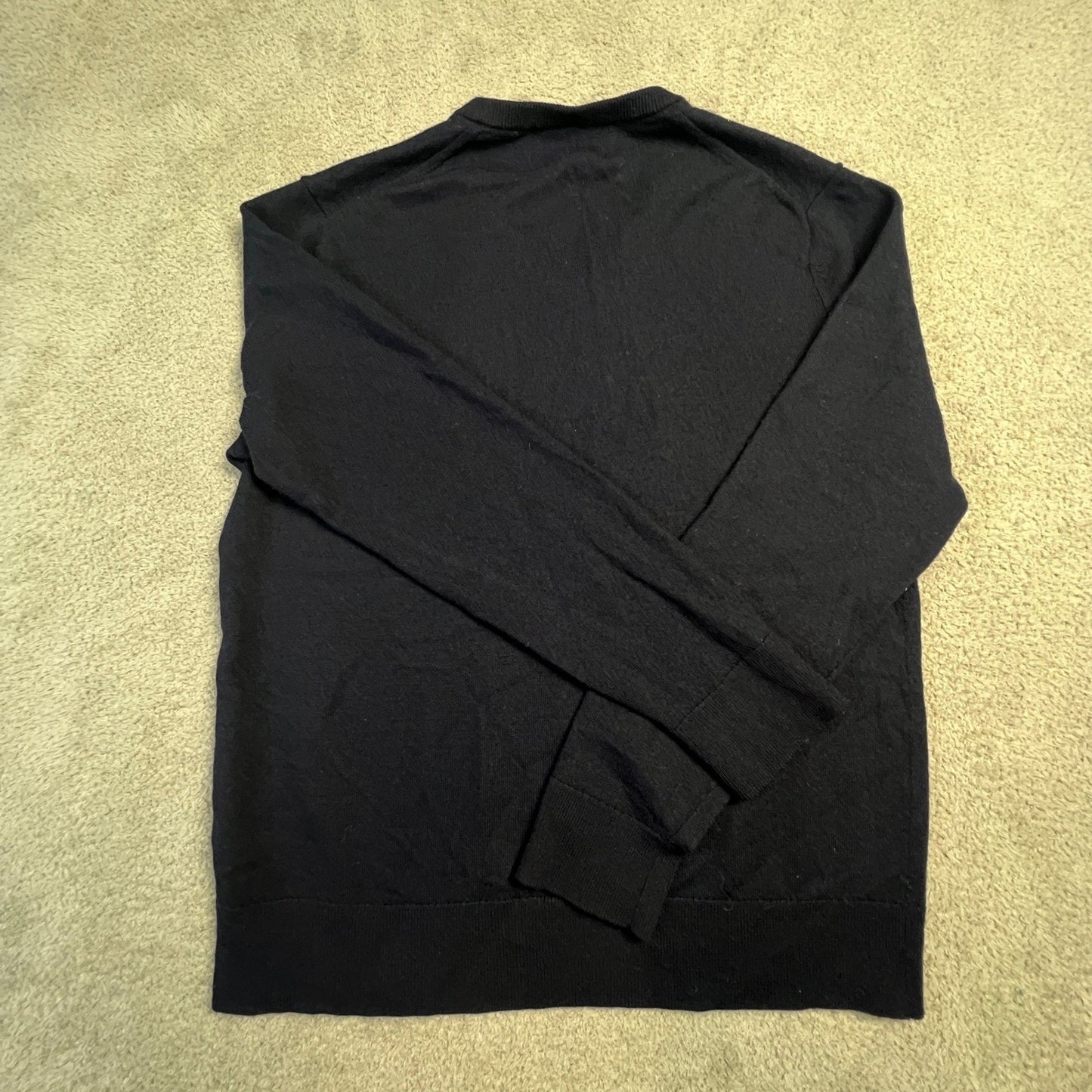 Banana Republic Italian Merino Wool V-Neck Sweater Mens Medium Navy Blue