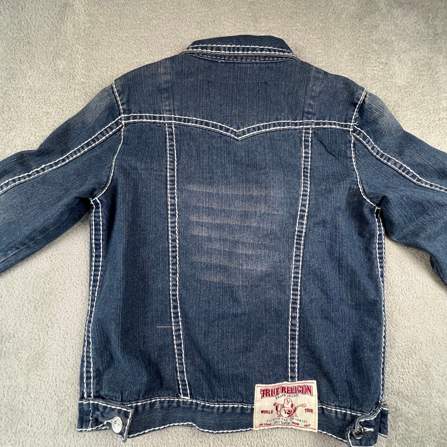 True Religion Denim Jacket Mens 3XL Blue Joey Super T Big Stitch Western Y2K
