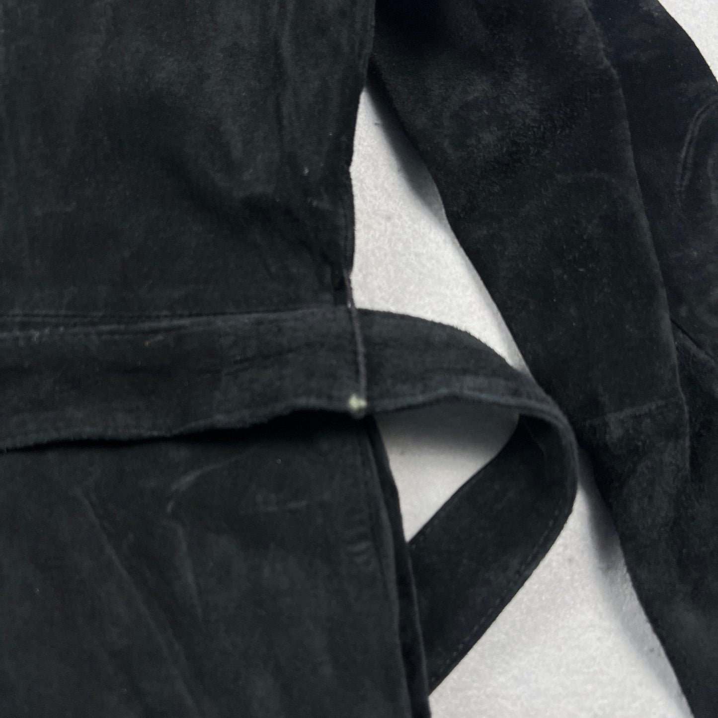 Y2K Express Suede Trench Coat Womens 11/12 Black Studded Belted Leather Jacket