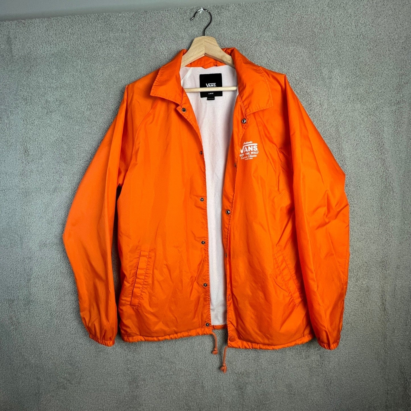 Vans Torrey Coaches Jacket Mens Large Orange Snap Button Windbreaker VN0002MUYDW