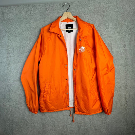 Vans Torrey Coaches Jacket Mens Large Orange Snap Button Windbreaker VN0002MUYDW