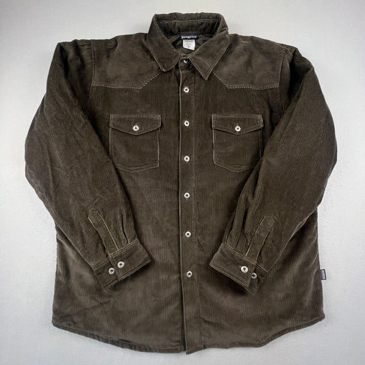Patagonia Corduroy Shirt Jacket Mens XL Brown Quilted Lined Western Workwear