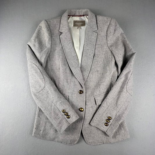 Banana Republic Hacking Jacket Womens 12 Gray Wool Blend Blazer Preppy