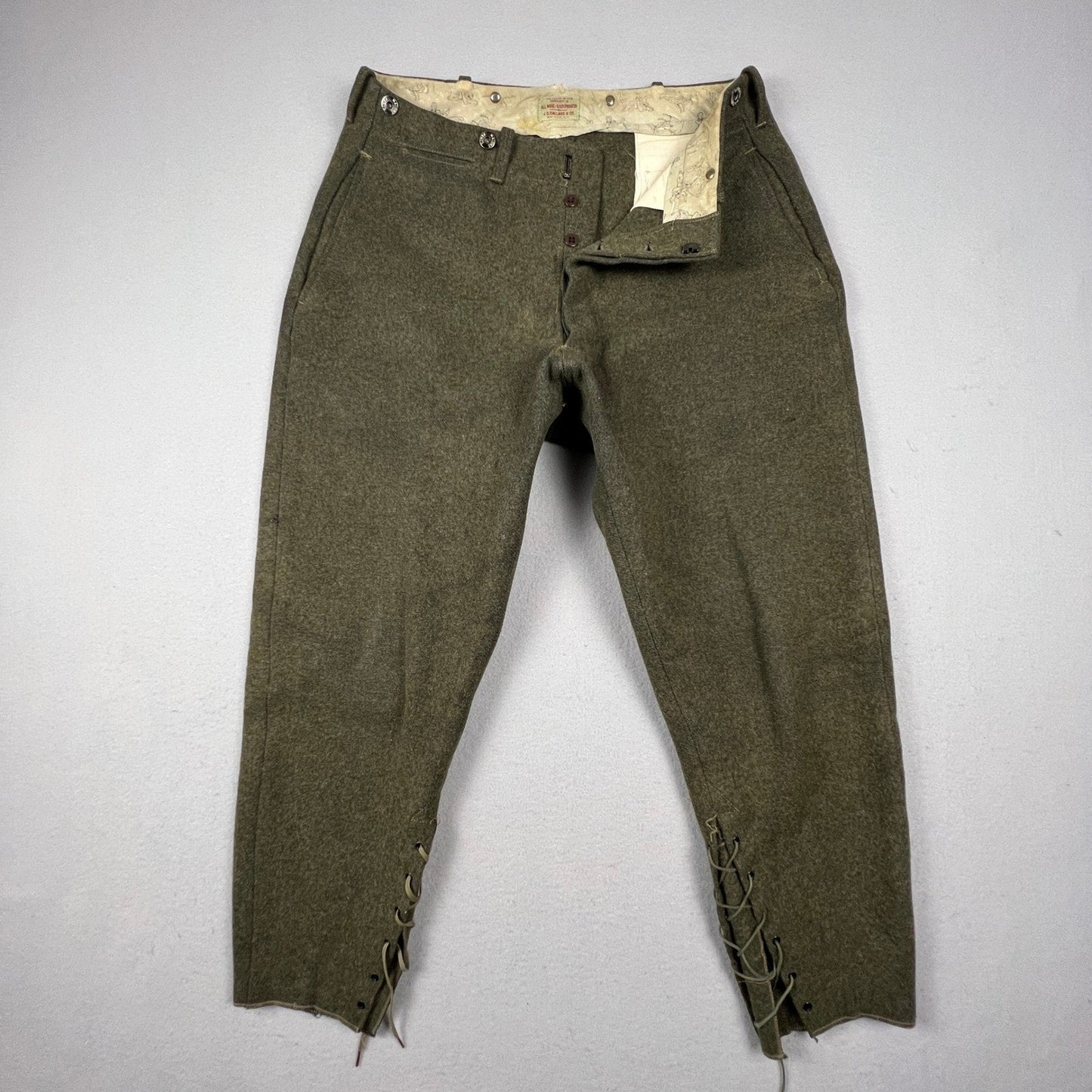 VTG JO Ballard Malone Wool Lace Up Breeches Pants 34 Hunting Logging 30s Johdpur