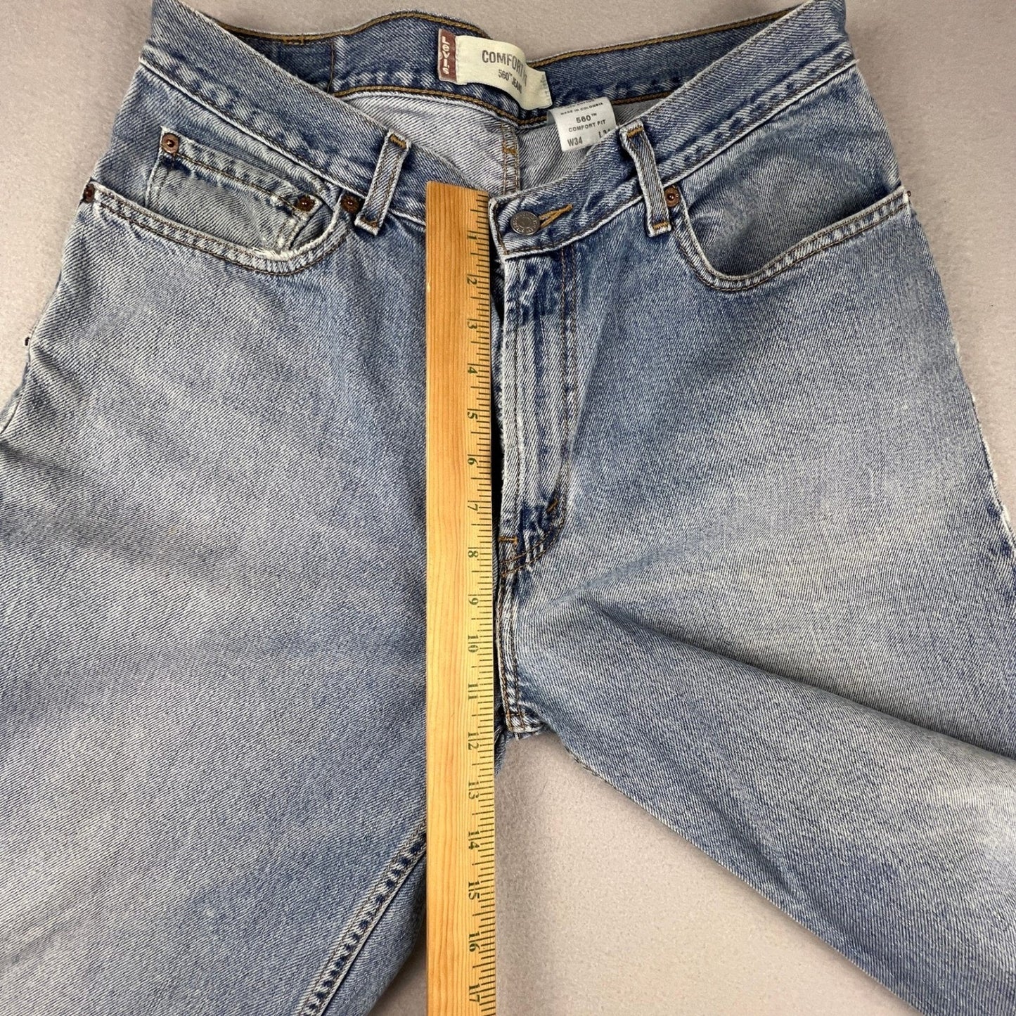 Levi's 560 Comfort Fit Jeans Mens 34x34 Light Wash Relaxed Tapered Denim Vintage