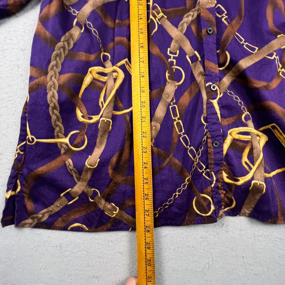 Lauren Ralph Lauren Shirt Womens 2X Purple Equestrian Chain Print Cotton Blouse