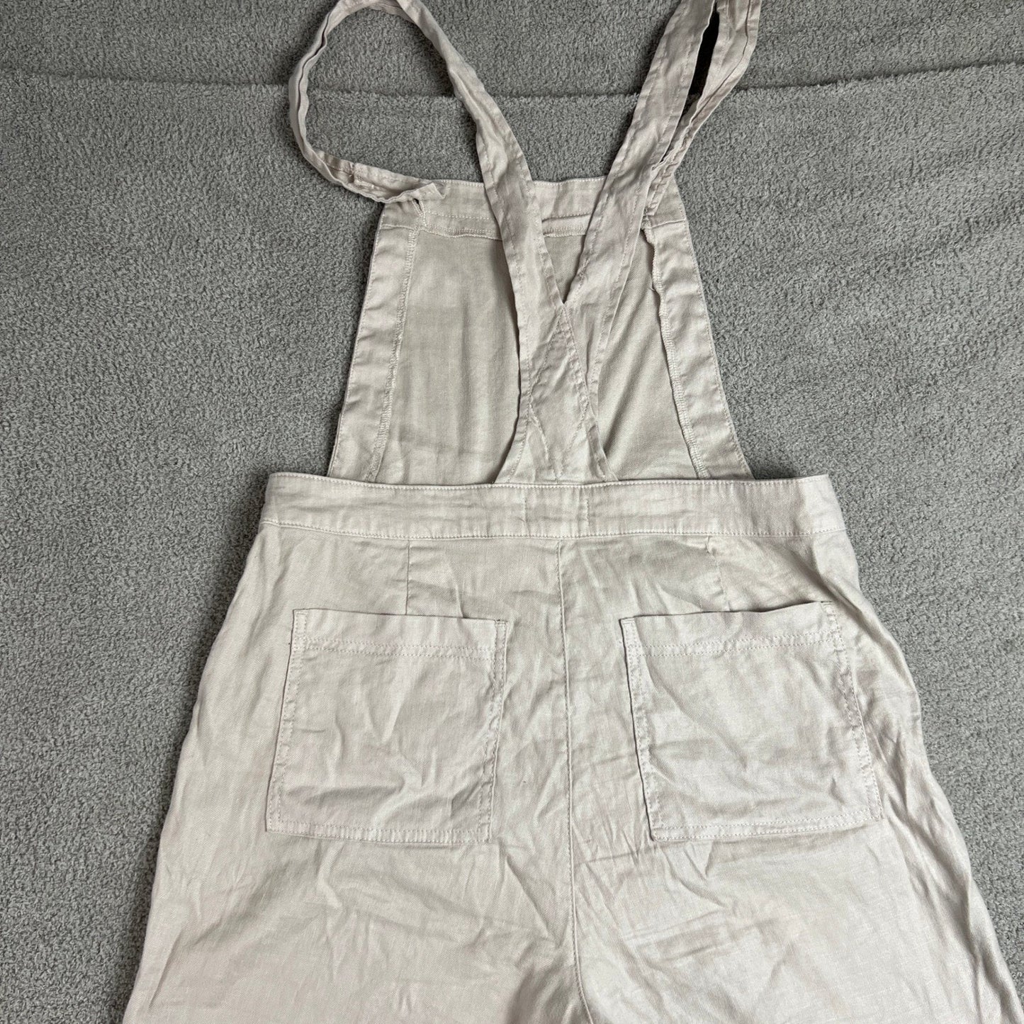 Evereve Overalls Women's Size 28 Linen Blend Wide Leg Cropped Comfy Casual Y2K