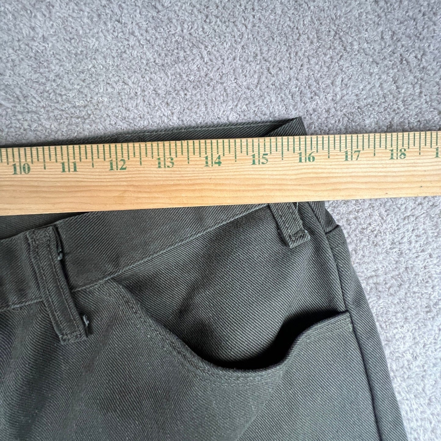 Vintage Work Pants Mens 31x31 Green No-Iron Twill Straight Leg Trousers